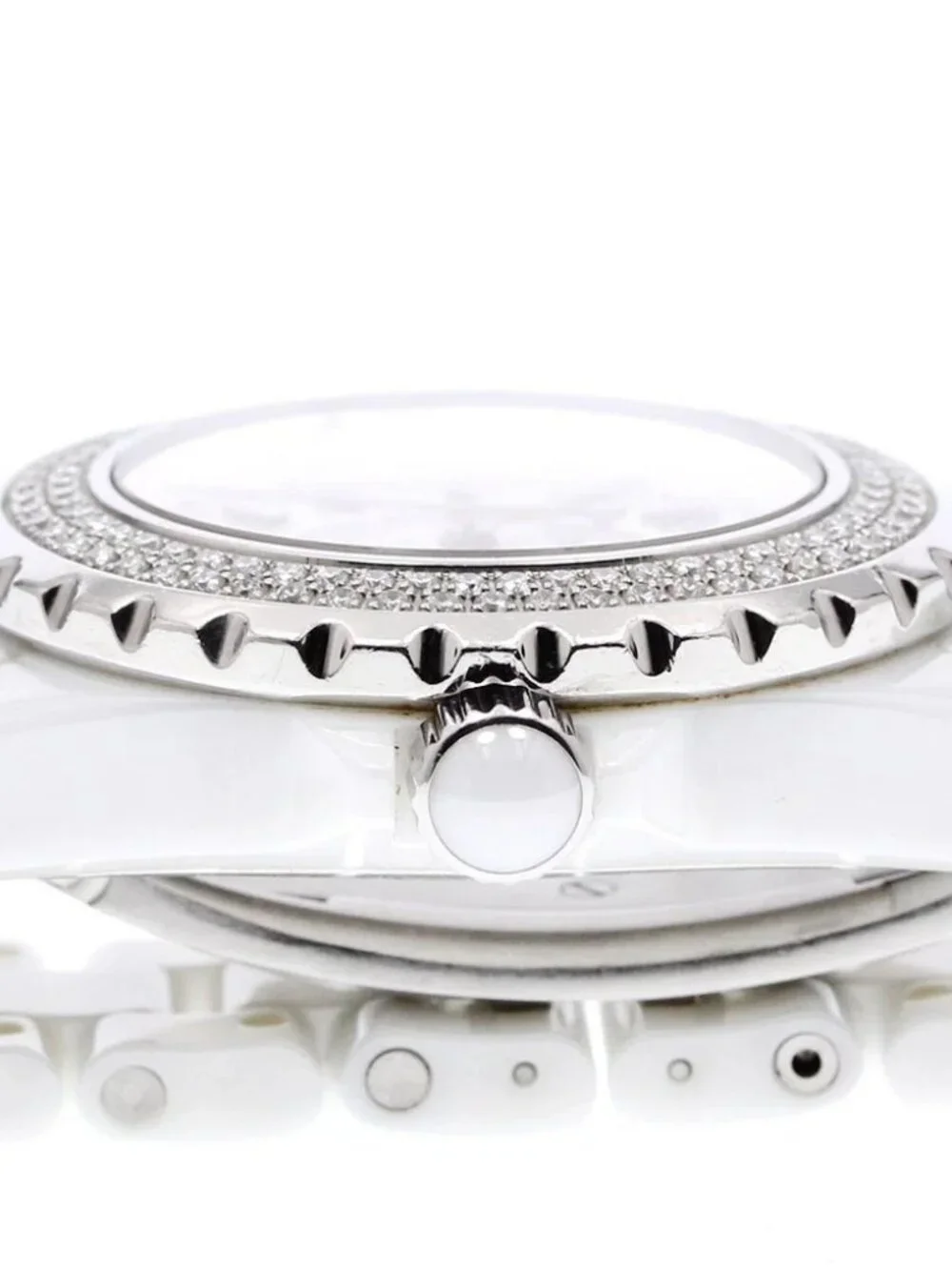 CHANEL J12 H0967 Diamond Bezel White Ceramic Quartz Ladies Watch